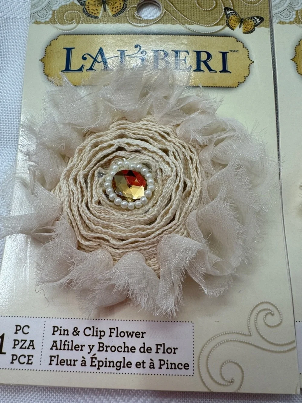 Cream & Brown Fabric Floral Hair Clips - Set of 9 Decorative Accessories